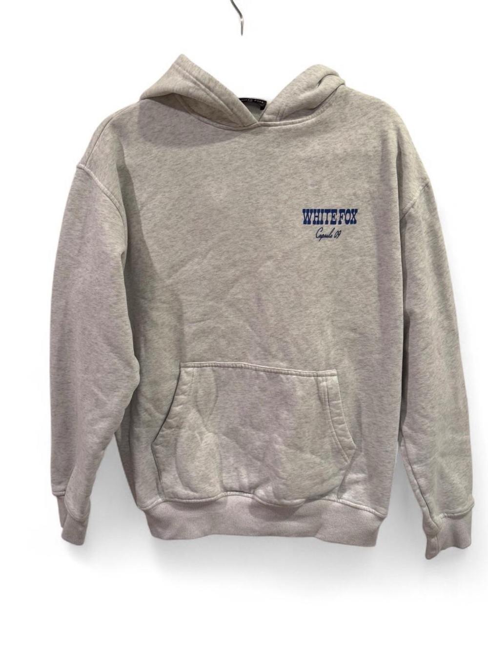 White Fox Boutique Light Gray Hoodie with Navy Logo